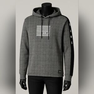 Projek RAW Gray and Black Plaid Men's Hoodie